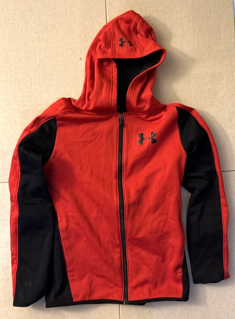 Under Armour Youth XL Jacket - Full Zip Hooded Red and Black Swacket